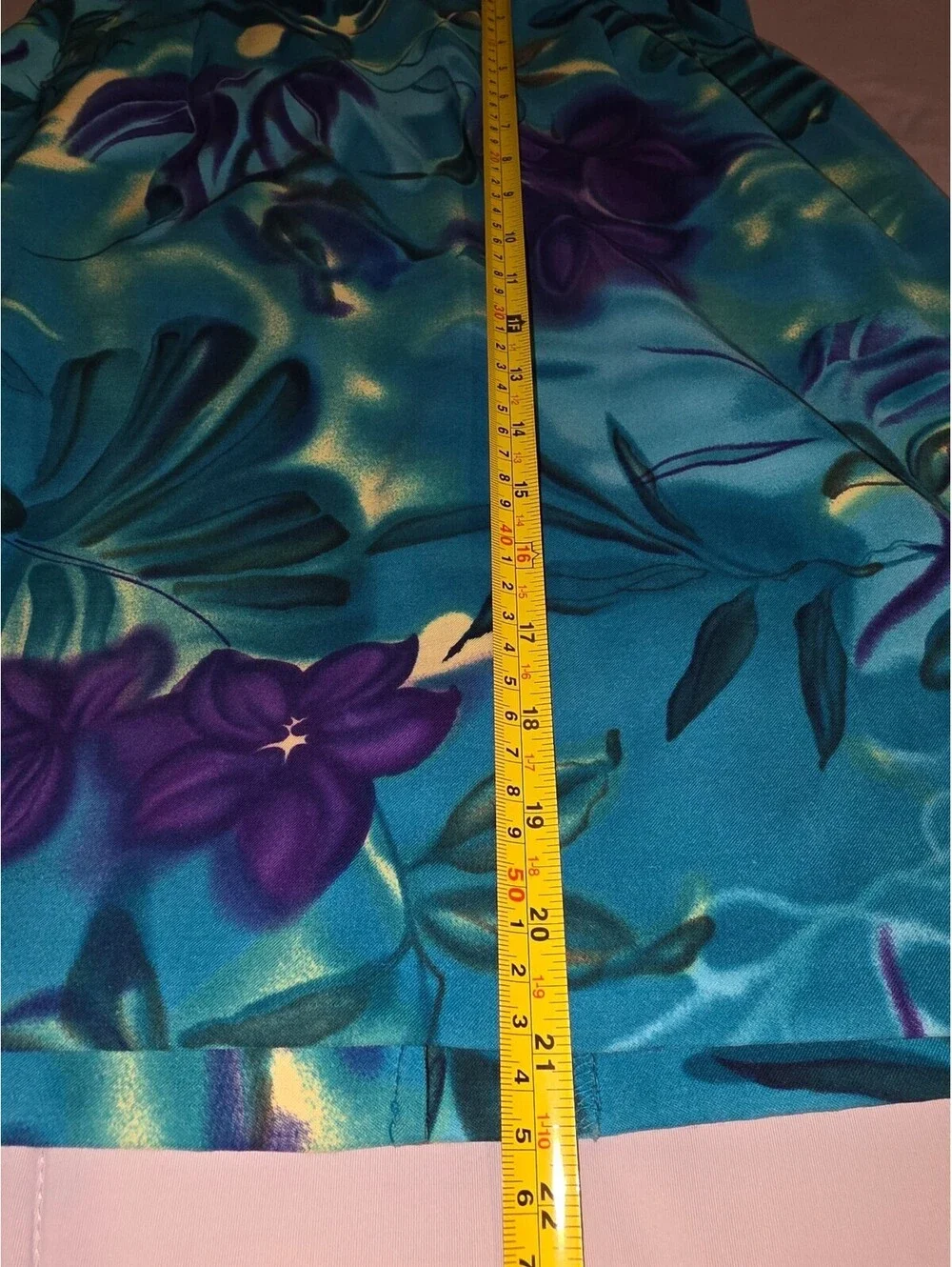 Dressbarn Women Size 14 - Teal Blue Green Floral Skirt A-Line Elastic Waist